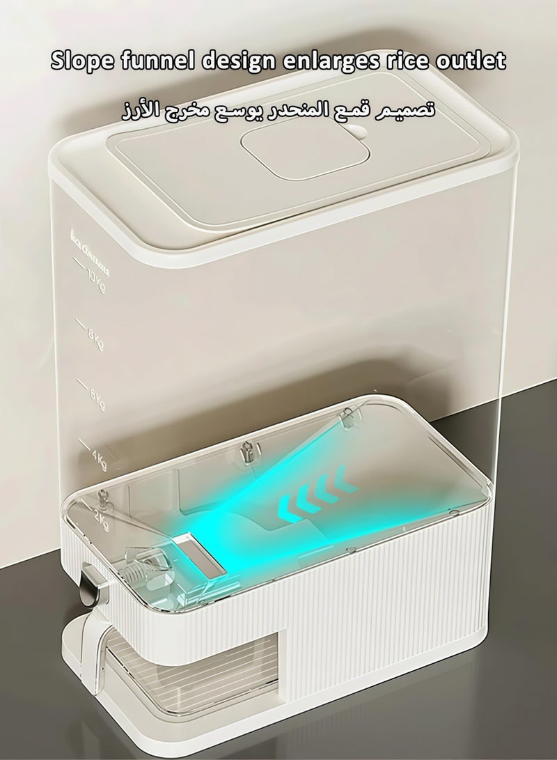 Mishilei Rice Dispenser Rice Storage Box Food Storage Container Grain Storage Compartment Sealed Moisture Proof with Measuring Cup for Home Kitchen Grain, Flour Storage (5KG/10KG) - Image 5